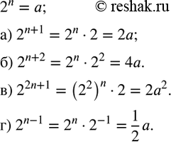 Изображение 158. Известно, что 2^n=a. Выразите через a:а) 2^(n+1); б) 2^(n+2); в) 2^(2n+1); г) 2^(n-1)....